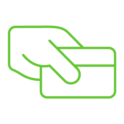 icone de mão passando o cartão do Sicredi