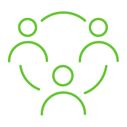 icnoe com tres pessoas conectadas em circulo